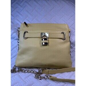 Charming Charlie Womens Yellow Handbag Size Medium Lock Chain Strap